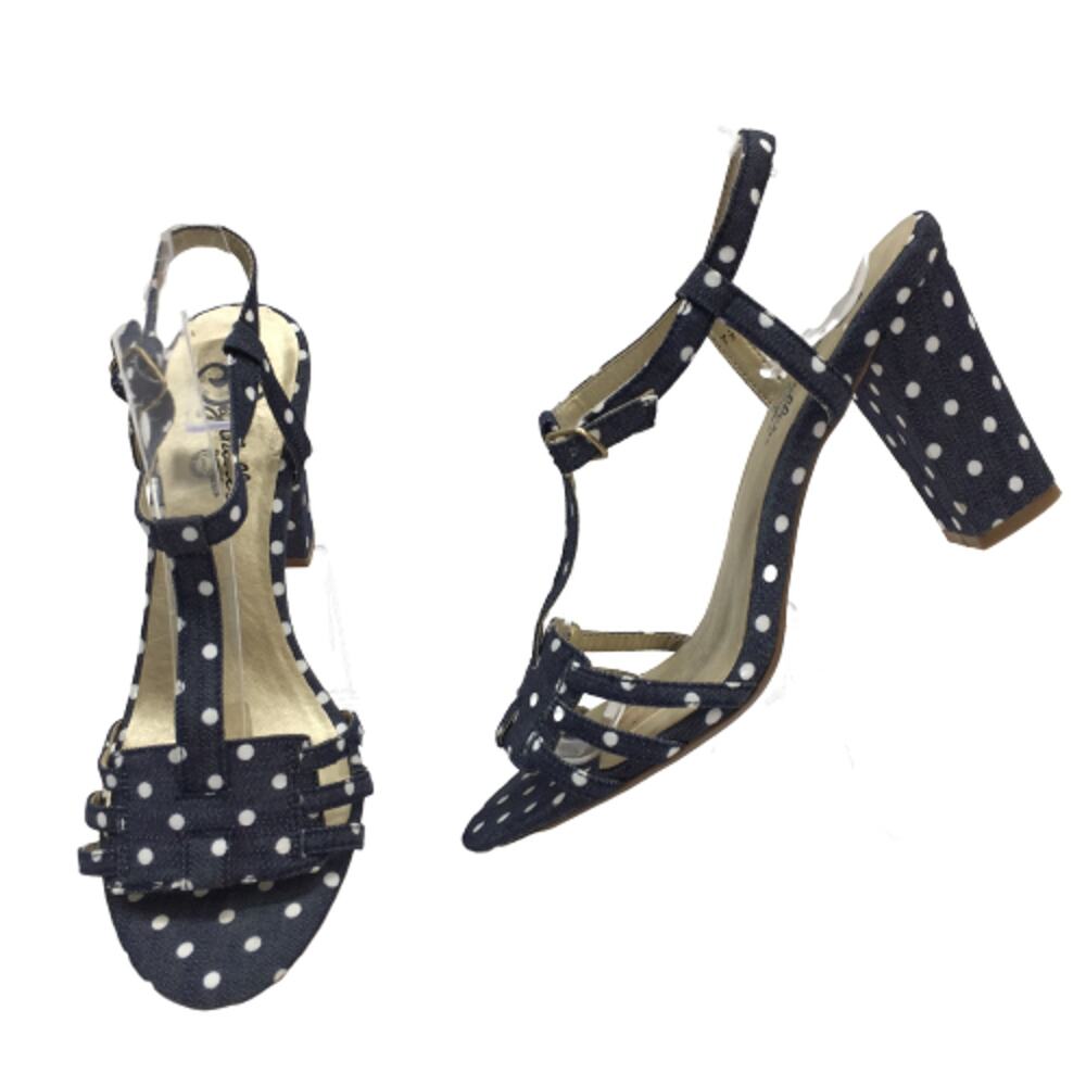 Seychelles Black Dotted Fabric Sandals 7.5
